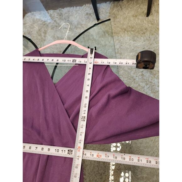 Womens Purple Viscose Wrap V Neck Long Sleeve Raglan Long Maxi Dress Size Large - Picture 11 of 12